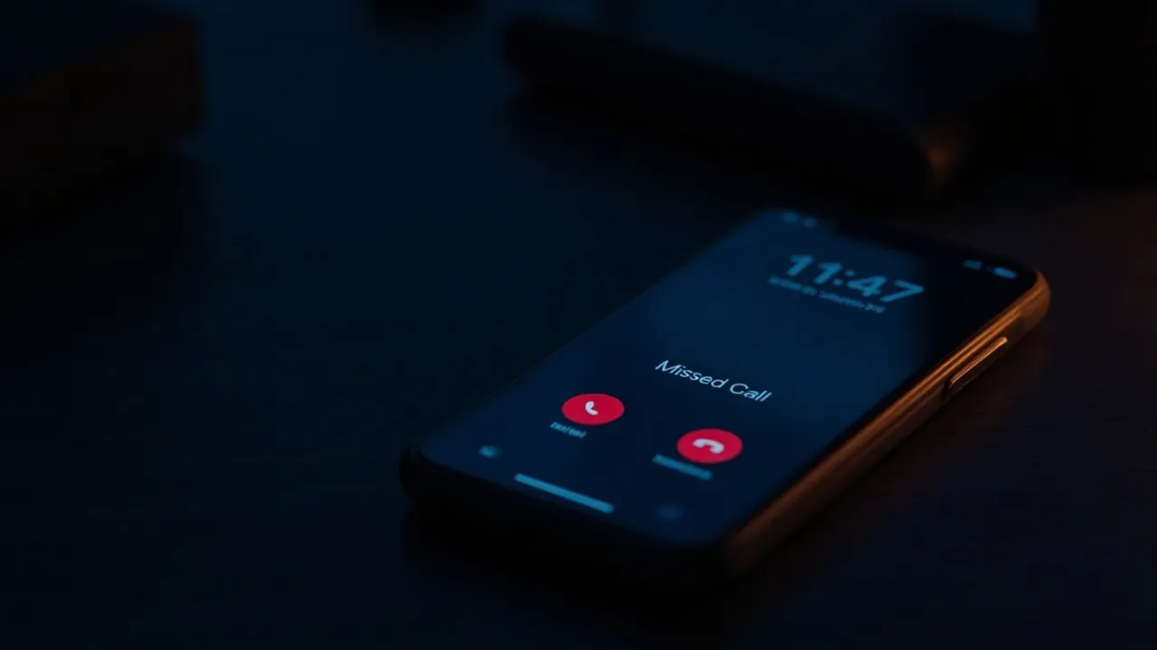 A smartphone showing a missed call late at night