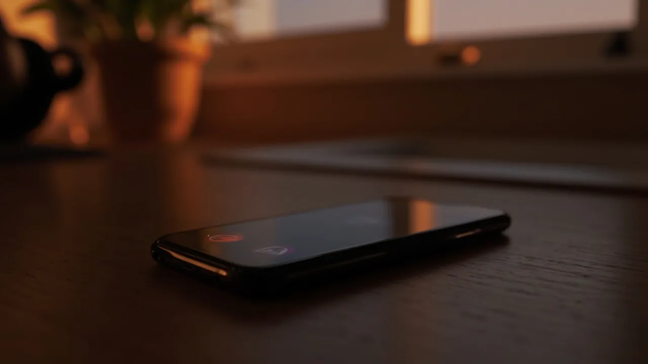 Smartphone on a kitchen counter showing a missed call notification at 6:47 PM