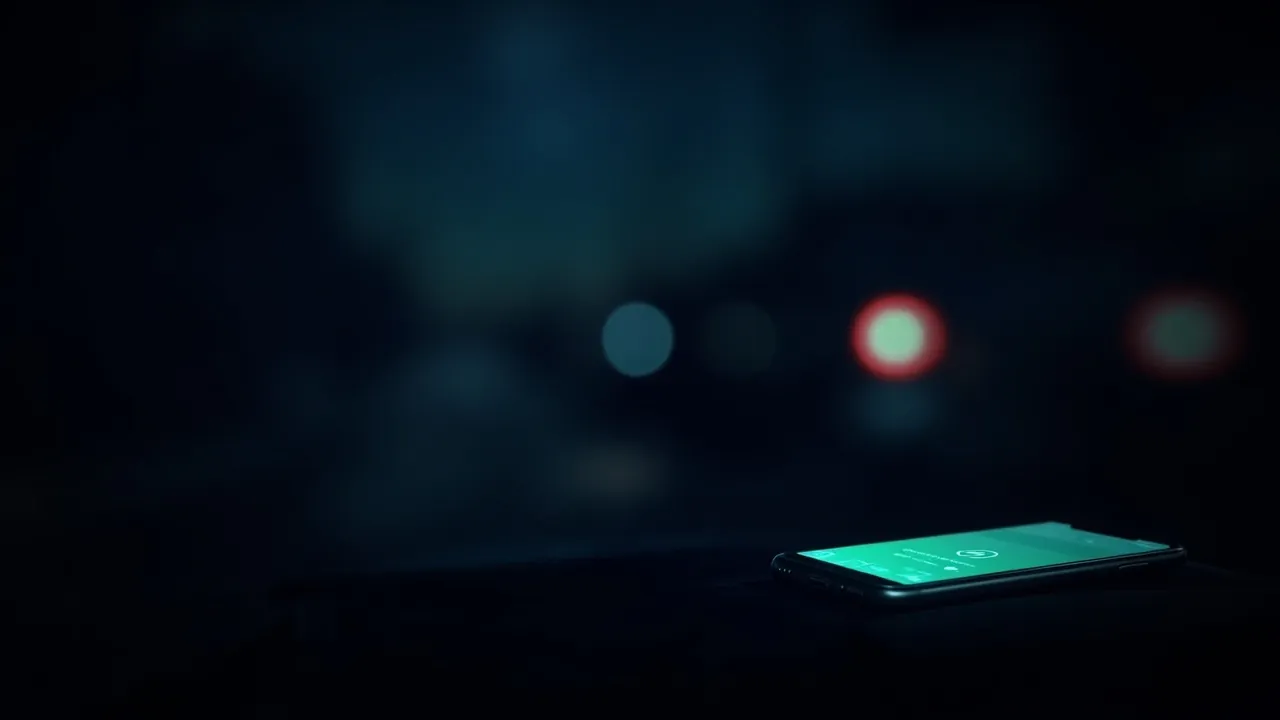 A smartphone showing a missed call notification late at night